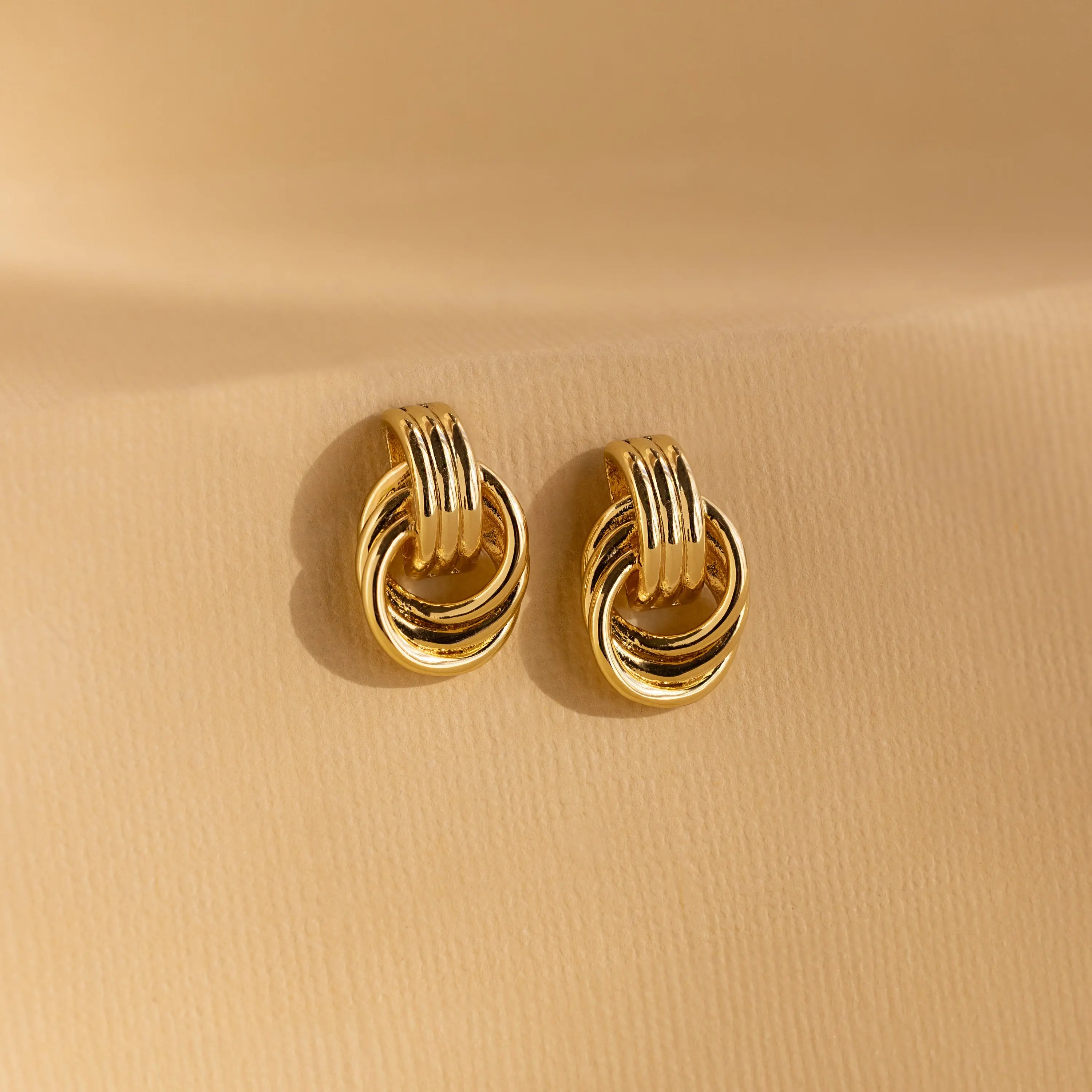 Mini Triple Knot Earrings by Caitlyn Minimalist - Chunky Geometric Statement Earrings in Gold, Mixed Metal, & Silver - Minimalist Jewelry - Gift for Her