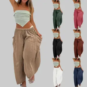 Women’s wide-leg palazzo harem pants — casual, loose beach wear with pockets, boho style, modest summer trousers, trendy 2025 outfit, plus sizes, outdoor fun, baggy summer TikTok deals for you days, chicgarmentary