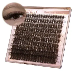 Brown Lash Clusters Dark Brown Individual Lashes Wispy Thick Volume Lash Extension D Curvature Clusters Eyelashes 80D Clusters Lashes by Winifred (8-18mm)