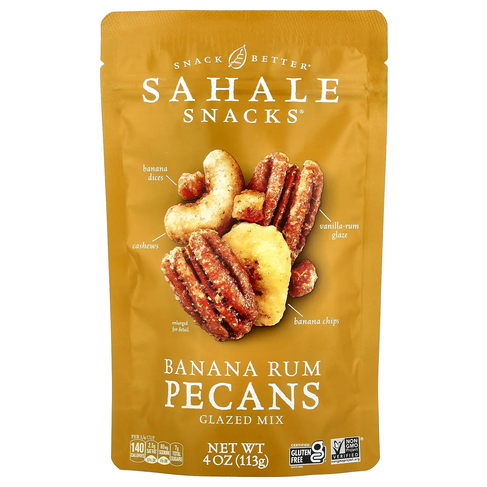 Sahale Snacks Glazed Mix, Banana Rum Pecans, 4 oz (113 g)