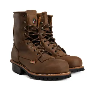 Flex Welt 8" Terrain Master Lace Up Work Boot, Waterproof Work Boots for Men ,Cigar Leather Upper, Removable Kiltie