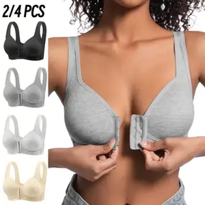 J 2/3/4PCS/ EssElegance Adjustable Front Closure Push-Up Bra Wire-Free Cross-Back, Seamless & Side Support for Daily Wear, Spring-Summer ComfoMrt Breathable Everyday Breathable Everyday Womenswear Bridal Rider Basic Minimalist ModestSkip intense workouts