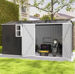 YITAHOME 8x12FT Large Metal Outdoor Storage Shed with Window, Lockable Tool Storage Sheds