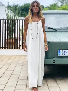 Women's Backless Loose-Fitting Dress, Sleeveless Design, Comfortable & Stylish Home Wear, Perfect for Casual, Boho Casual Comfy