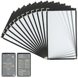 12PCS 8.5 x 14 Inch Menu Covers Single Page 2 View, Transparent Restaurant Menu Holder for Restaurant Bar Cafe (Black)