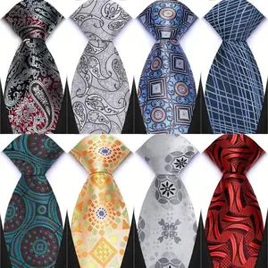 New Men's Classic Floral Tie 8cm Luxury Stripes Plaid Jacquard Necktie For Business Wedding Prom Daily Wear Accessory Gift