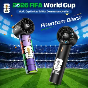 FIFA World Cup 2026 Portable Handheld Turbo Fan, High Speed Turbo Mini Fan, Rechargeable 100 & LED Display Speed Mini Personal Fan, Pocket Fans or Travel, Outdoor Soccer Fans