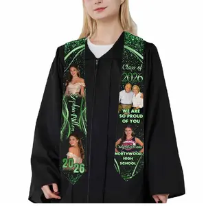 Personalized Class of 2026 Photo Graduation Stole – Custom Color Keepsake Sash.
