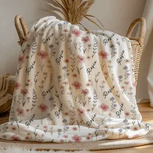 Wild Flower Cute Blanket, Best Valentine's Day Gift, Suitable For Office, Soft & Comfortable, Fits Bedroom Bed, Sofa, Office, Outdoor Camping Travel, Holiday Creative Gift, Birthday, Girl, Teen, Graduation, Wedding Gift For Lover, Hospital Blanket