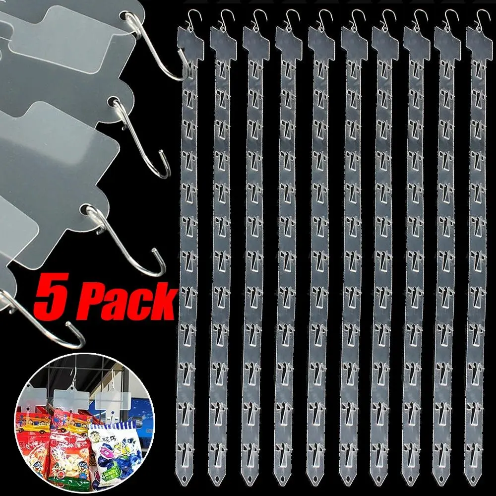 Sturdy Waterproof Plastic Transparent Hangable Snack Strip - 61x7.5cm, 1pc (No Hook) Home Organizer Hook & Rail for Snack Display, Supermarket Shelf Merchandising, Home Storage