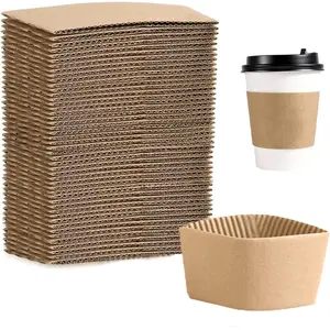 8 oz Disposable Coffee Cup Sleeves for Hot Drinks Paper Corrugated Cup Jackets 200 Count (Without Cups)