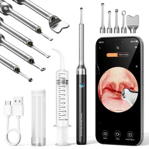 TikTokShop Holiday Haul Tonsil Stone Removal Tool with HD Camera & LED Light – WiFi Compatible with iOS/Android, 5 Interchangeable Tips, Rechargeable via USB, At-Home Oral Care Device