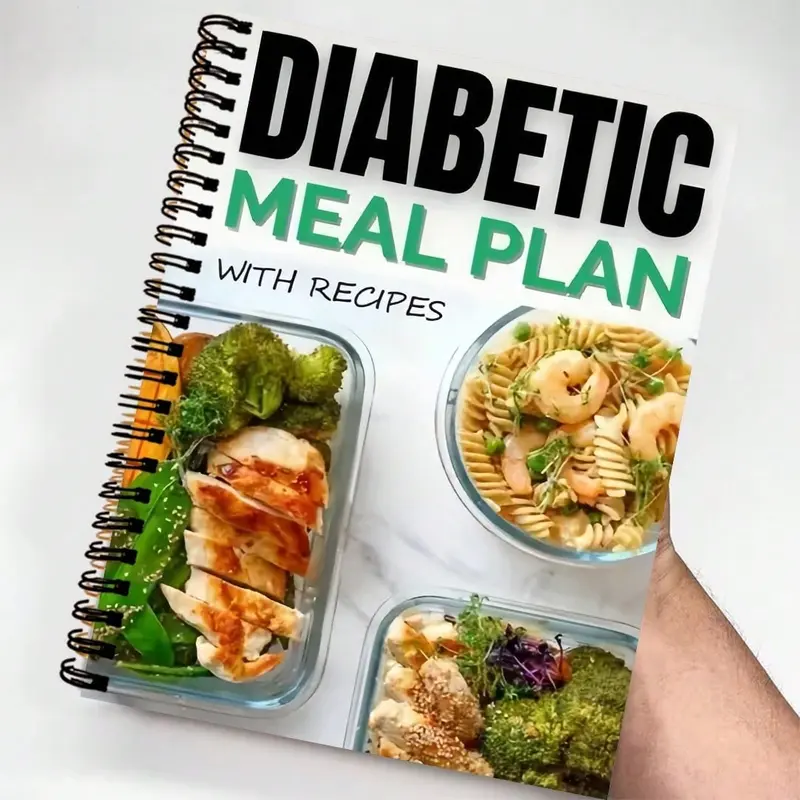 Diabetes Meal Plan Cookbook with Recipes, Spiral-Bound Recipe Organizer for Type 1/Type 2 Diabetes Management, Gluten-Free & Vegan, 5.5x8.3 Inches, Gift for Diabetics, Healthy Cookbook
