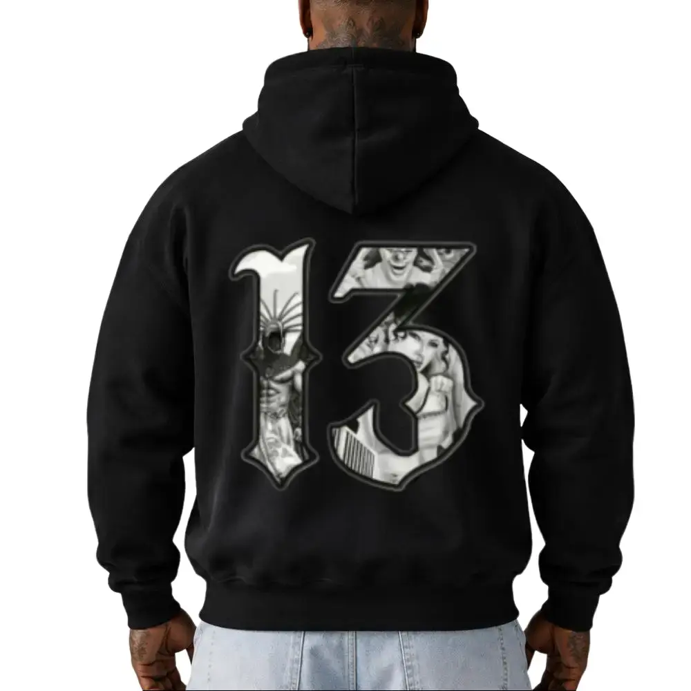 Number 13 Unisex Hoodie, Chicano Style Graphic Print Streetwear, Oversized Clothing Outfits