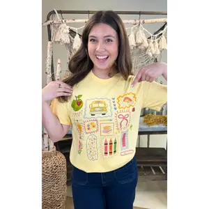 Tees2urdoor Women's Fashion T-Shirt - Soft Cotton Top, Breathable Chic Apparel, Casual Love-Inspired Outfit Piece with Teacher Things Graphic (Pair with Jeans, Shorts)