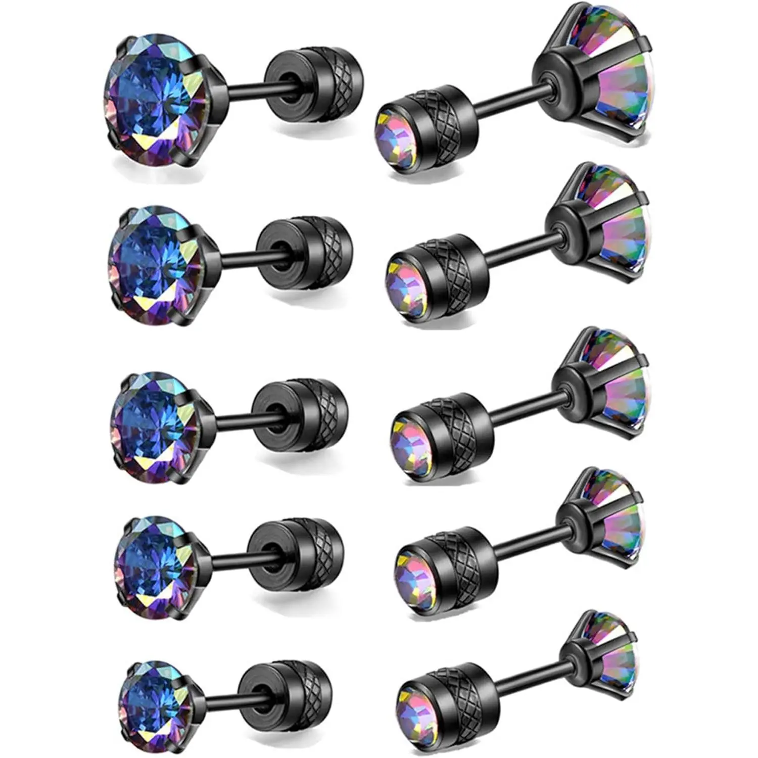 Dainty 8 Pairs Surgical Stainless Steel Earrings 14K Gold Plated Hoop Earrings CZ Stud Earrings for Women Men Lightweight Hypoallergenic Earrings Sets for Multiple Piercing,Suitable for Cartilage,Helix,Lobe,First Hole,Second Hole,Third Hole