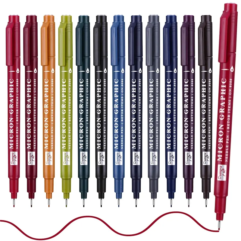 12 Colors 0.5 Micro, Fineliner Pen Set Ink, Fine Point Pen, Fine Tip Markers, Multi-liner, Artist Pens, Sketching, Anime,Artist Illustrating/Technical Drawing,Office Documents