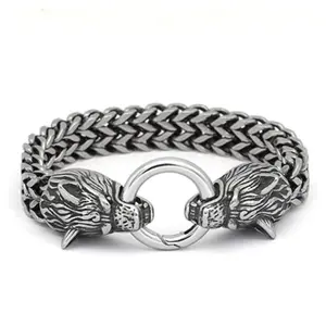 Odin’s Wolves Stack Chain Bracelet - Geri & Freki Norse Myth Inspired Unique Jewelry Gift