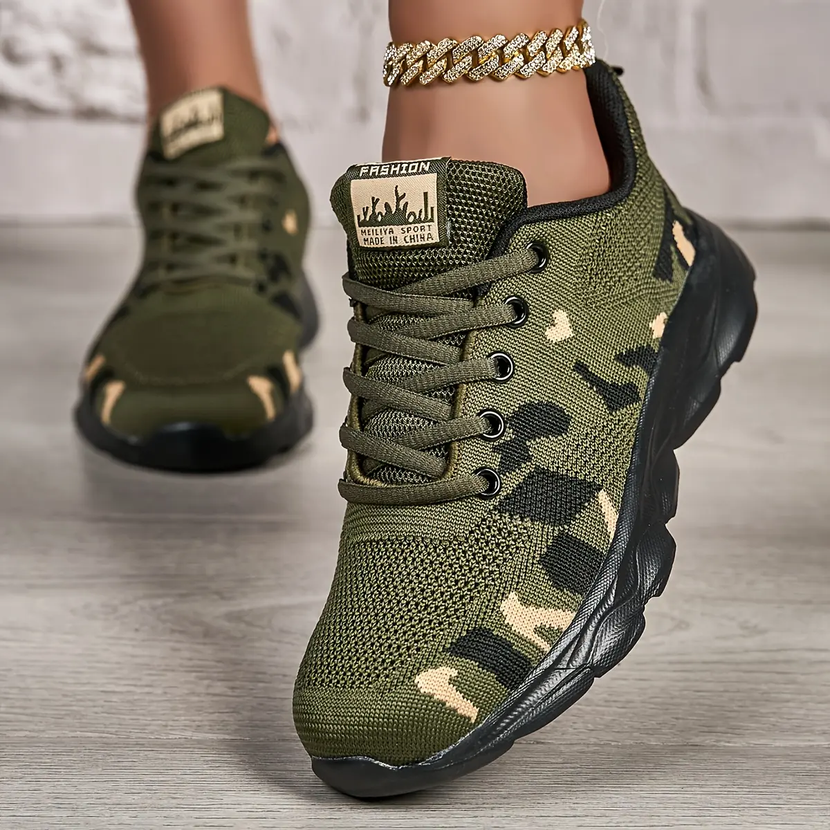 Women's Lightweight Breathable Workout Sneakers - Olive Green Lace-Up Athletic Shoes with EVA Cushioning Sole, Sporty Running Shoes for Gym Daily Wear, Ideal Gift for Fitness Enthusiasts, Athletic Running Shoes