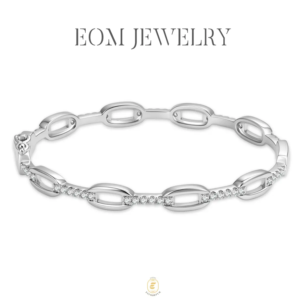 Moissanite 1.2ct Eternal Bond Oval Link Bracelet Silver-Plated Brilliant Jewelry Wedding Engagement Anniversary Valentine's Day Birthday Gift Daily Wear