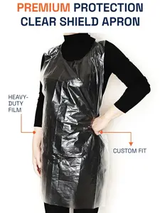 Disposable HDPE Aprons (50-Count, 23.6x37.4in) - Translucent Waterproof Polyethylene Pack, Lightweight, Durable, Tear-Proof, Easy-to-Use, All-Seasons Multipurpose Mess Protection for Cooking, Industrial Needs