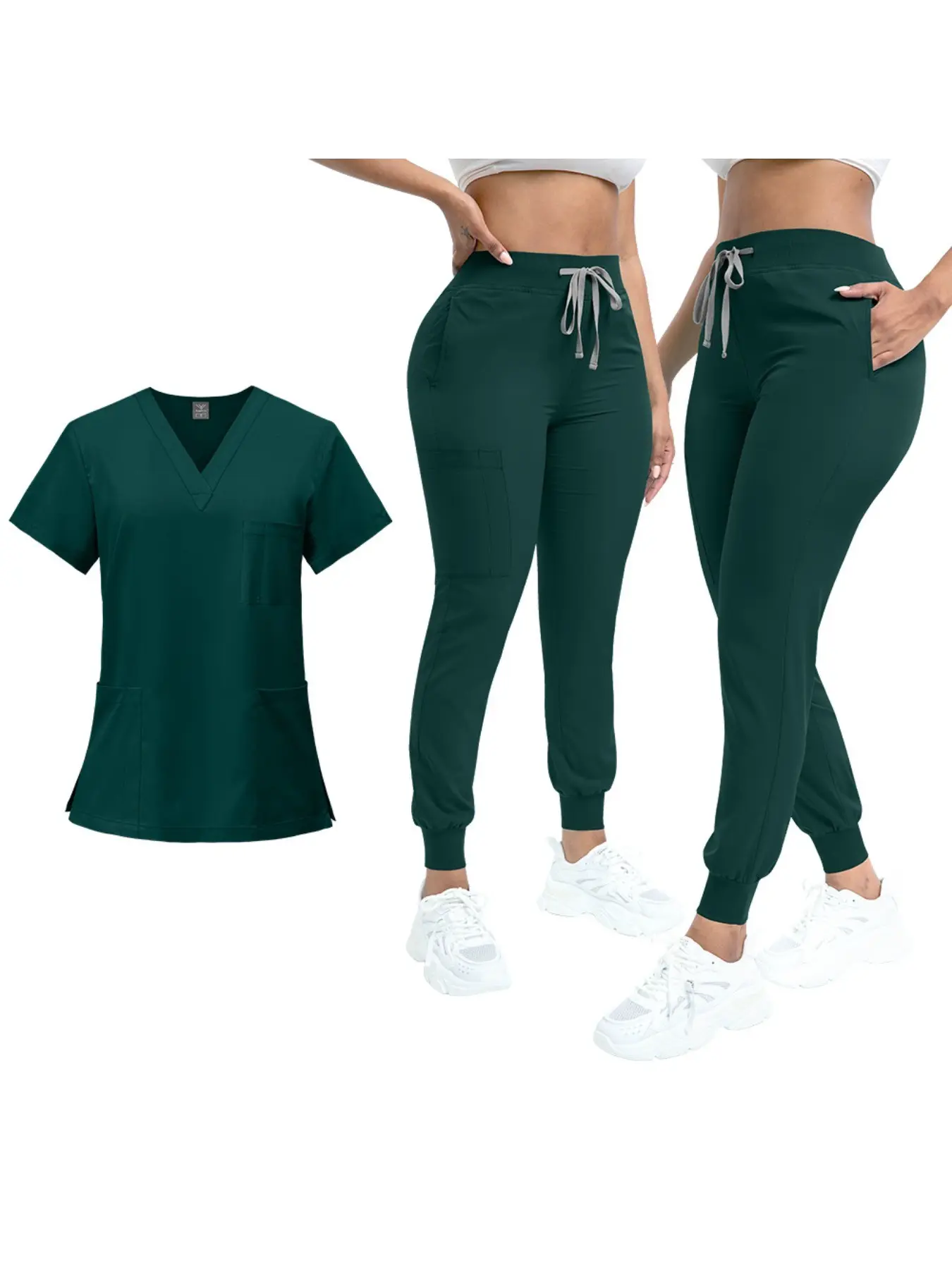 Women's Short Sleeve Quick-Dry Stretch Scrubs Uniforms Care-related Scrub Suits and Gowns for Operating Rooms Suitable for Outpatient Clinics and Operation Assistance