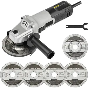 Corded Angle  Grey, 4.0-Amp 4-1/2 Inch 12000RPM with Grinding and  Wheels, Flap Disc and Auxiliary Handle for , Grinding, Polishing and Rust Removal