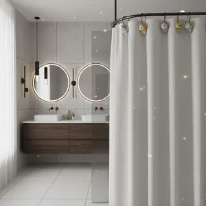 Cute Cat Design Shower Curtain Hook Set, Colorful Nine Cats Bathroom Decor, Bath Organizer, Home Use Gift, Holiday Present, Decoration, Bathroom Decoration Accessories