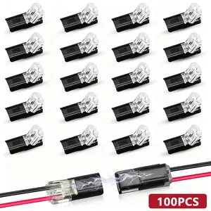 Double-Wire Plug-in Connector Led Light Strip Connectors 2 Pin,Low Voltage Wire Connector with Locking Buckle,Fast Connect Plugs Led Connectors for Strip Lights,Lead strip automotive wiring electricity Power Distribution Secure,50/100 Pack