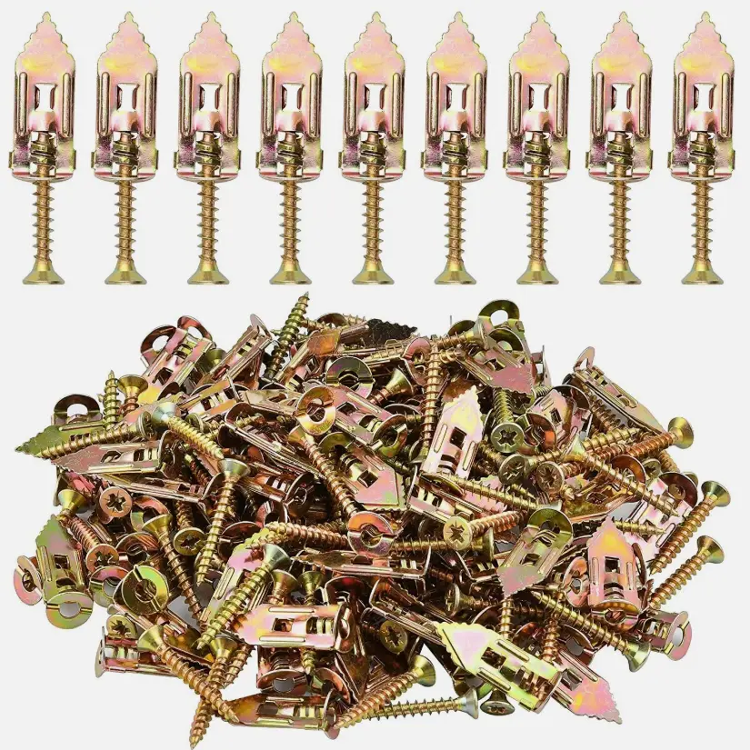 50x Drywall Self Drilling Anchors Screws Wall Anchor Expansion Hooks Heavy Duty