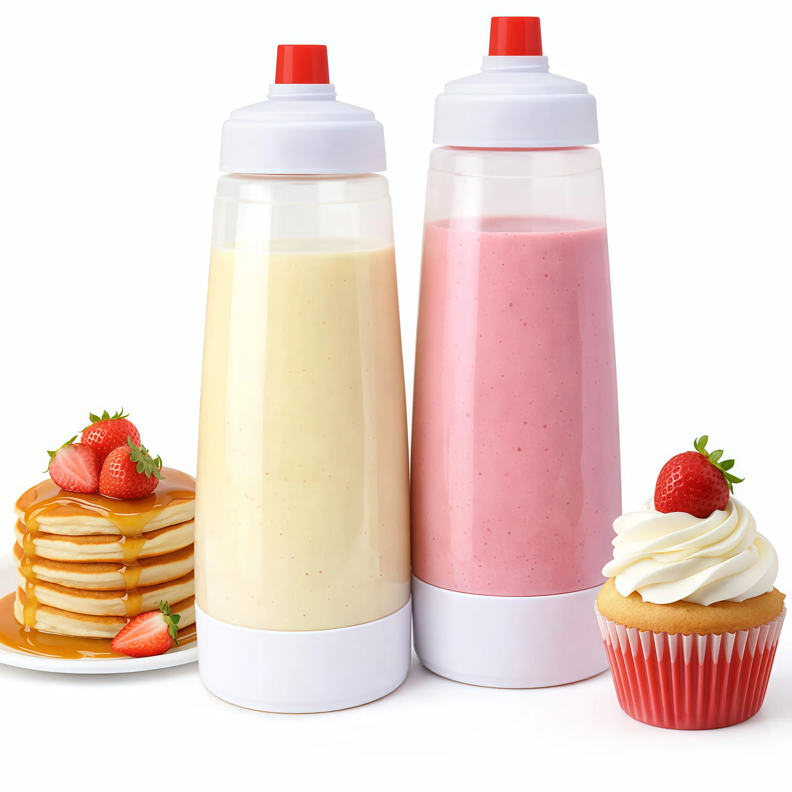 Handheld Pancake Batter Dispenser,Batter Mixing Bottle with Scale & Blender Balls,Batter Squeezer Bottle,Easy Pour Spout Reusable Silicone Bakeware,4.5 Cup Capacity Cooking Utensils,Kitchen Gadgets,Perfect for Pancakes,Waffles,Muffins & Cupcakes