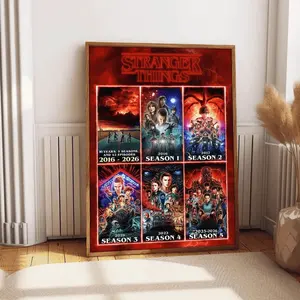 Stranger 5 Graphic Anniversary 10 Years All Season 1-5 Poster Stranger Modern Kitchen Wall Bedroom Decor Bar Art Will Minimal Posters (No Frame)