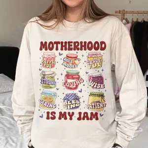 Motherhood Is My Jam TShirt, Trendy Mama Jams Sweatshirt, Mother’s Day Shirts, Birthday Gift For Mom Q