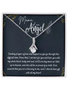 Mama of An Angel Necklace for Wife V-shaped Dainty Pendant Necklace with Card and Gift Box Sympathy Necklace Miscarriage Gift