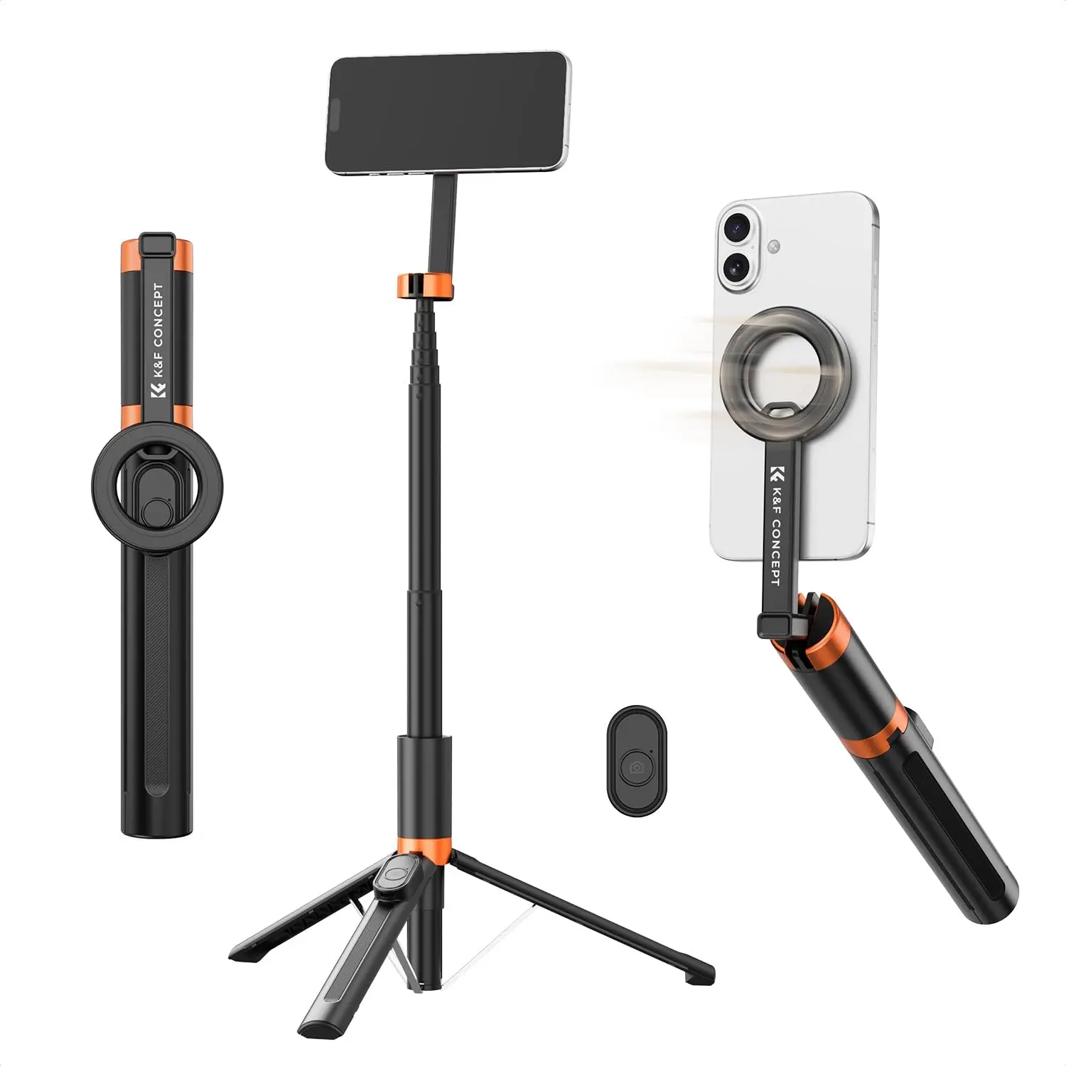 K&F CONCEPT 71" Lightweight Magnetic Selfie Stick, Black