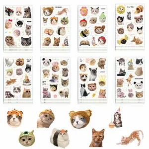 8 Sheets Adorable Cat Stickers Waterproof Vinyl Stickers for Laptop Motorcycle Bicycle Skateboard Luggage Decor