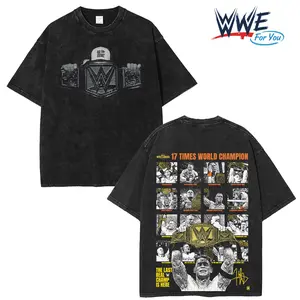 WWE 2026 - John Cena 17 World Champion , Oversize Unisex Acid Wash Tee , WWE Legend Streetwear ,  Cotton , Graphic Tee T-Shirt Hoodie Sweatshirt Wash , Classic , Fan Gift Top Fabric Menswear Casual Wrestling