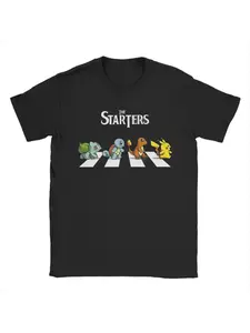 Men's New Super Cute Pok É Mon Anime Printed T-shirt for Summer, Trendy Loose Casual Short Sleeved Top for Men and Women