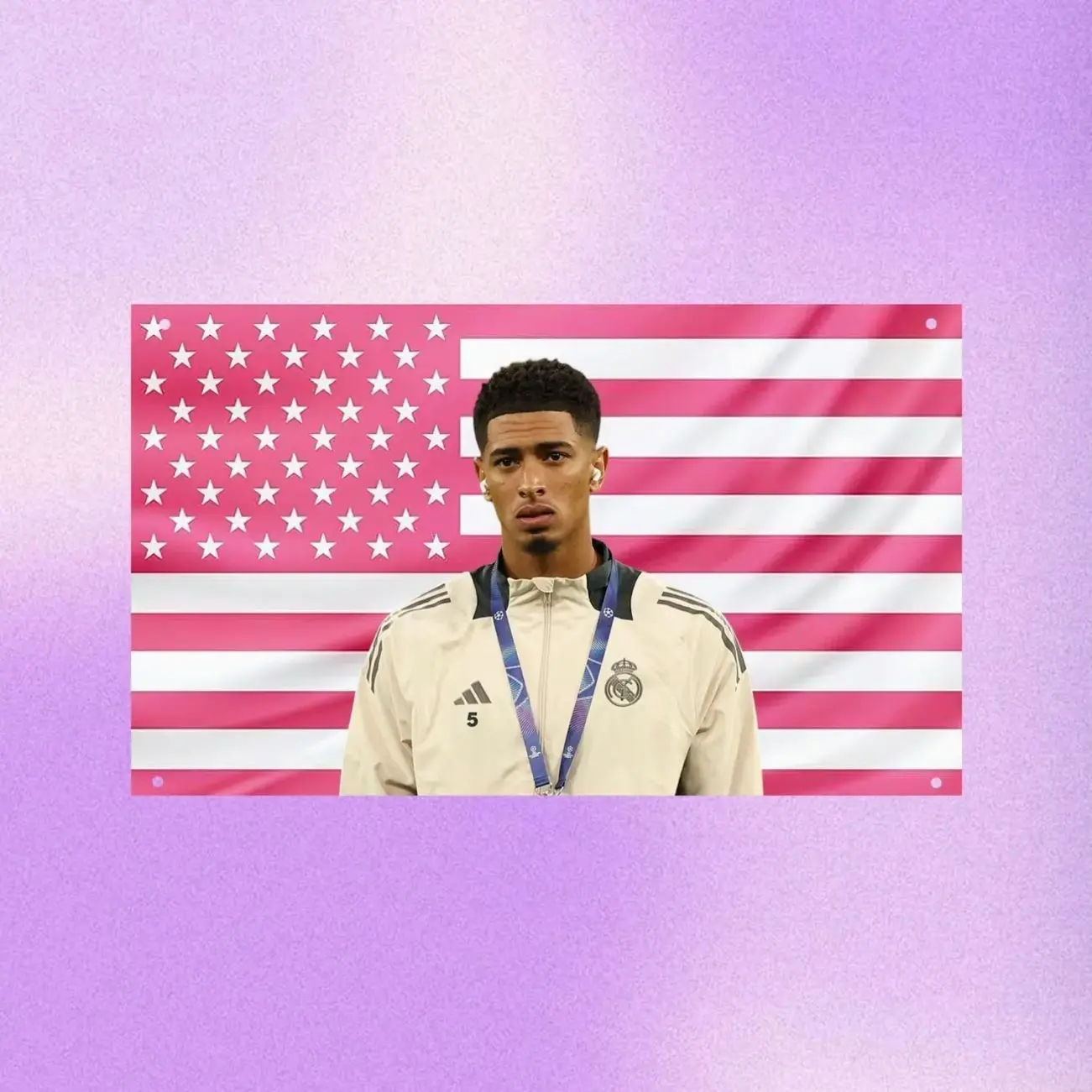 Jude Bellingham Pink US Wall Tapestry – Football Star Flag, Room Decor