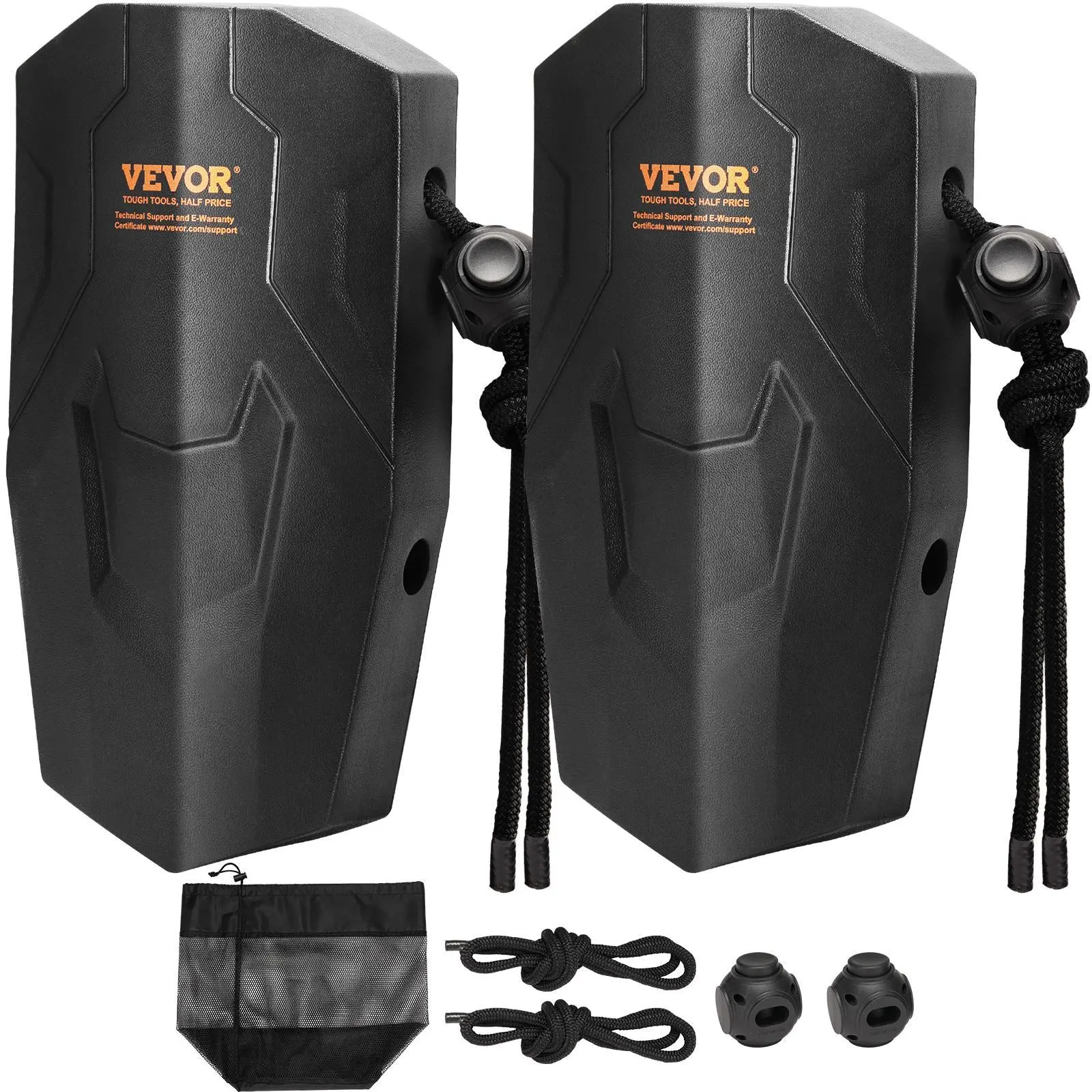【SummerFinds】VEVOR Boat Fenders,  8.6" x 16" Boat Bumpers for Docking, Marine EVA Boat Dock Fender Bumper with Ropes, Cord Locks and Storage Bag, No Inflation Required, for Class A/Class 1/Part Class 2, Black