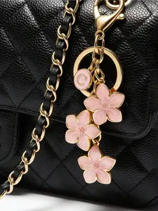 1 cute flower letter keychain, A-Z letters, flower bag charm, elegant letter pendant, cherry blossom keychain, enamel keychain, car accessory bag, fashion accessory, suitable for key rings, bags, wallets, suitable for girls
