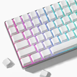 White keycap Set,Shine Through keycaps 60 75 Percent,  Style PBT Key caps,Double Shot Custom keycaps,Cherry Profile Keyboard caps for Mechanical Keyboards(123key)