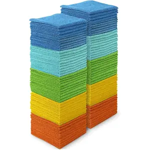 AIDEA Microfiber Cleaning Cloths, 100PK, Soft Absorbent Rags for Cleaning, Lint Free Towels, Kitchen Towels, Microfiber Dusting Cloth for Home, Car, Window, Cleaning Supplies, 12"×12"