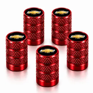 5 Pack Aluminum Alloy Tire Valve Stem Caps with Chevy Emblem, Anti-Rust Leak-Proof Dustproof Wheel Air Valve Covers, Tool-Free Installation Fit for Silverado 1500 Equinox Trax Malibu Tahoe Colorado Camaro SUV Pickup Sports Car Wheel Trim Accessories