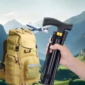 Multifunctional Walking Stick Trekking Pole, Extendable Foldable Cane, Mountain Hiking Stick, Metal Walking Stick for Outdoor Use