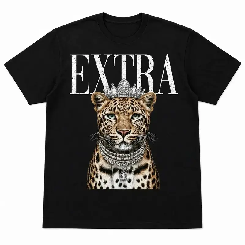 Youth & Adult Women's Leopard Queen Crowned Cheetah Print Short-Sleeve T-Shirt, Casual Round Neck Women's Clothes for Daily Wear women