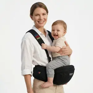 BeBeBus Baby Hip Seat Carrier, Y-Strap Pressure Relief & Dial-Fit Waistband, Ergonomic M-Position Seat, Large Storage Pockets, Adjustable Nursing Support for Infant Toddler, Fits Waist 27-49"