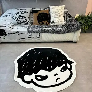 Cartoon Boy Carpet, Hand-Drawn Style Rug, Fluffy Modern Rug, Thick Soft Plush Mat, Decorative Area Rug, Fashionable Home Decor, Suitable for Living Room, Bedroom, Game Room, Cartoon Pattern Rug