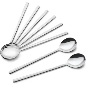 Spoons, 8 Pieces Korean Spoon, 8.5 Inch Stainless Steel Table Soup Spoons with Long Handles For Home, Kitchen, Or Restaurant Flatware Set