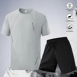Men's Two-Piece Outfit Featuring Moisture-Wicking and Skin-Friendly Material, Ideal for Running and Fitness Training, Stylish Design with Reflective Elements for Night Visibility, Ensures Maximum Comfort and Performance